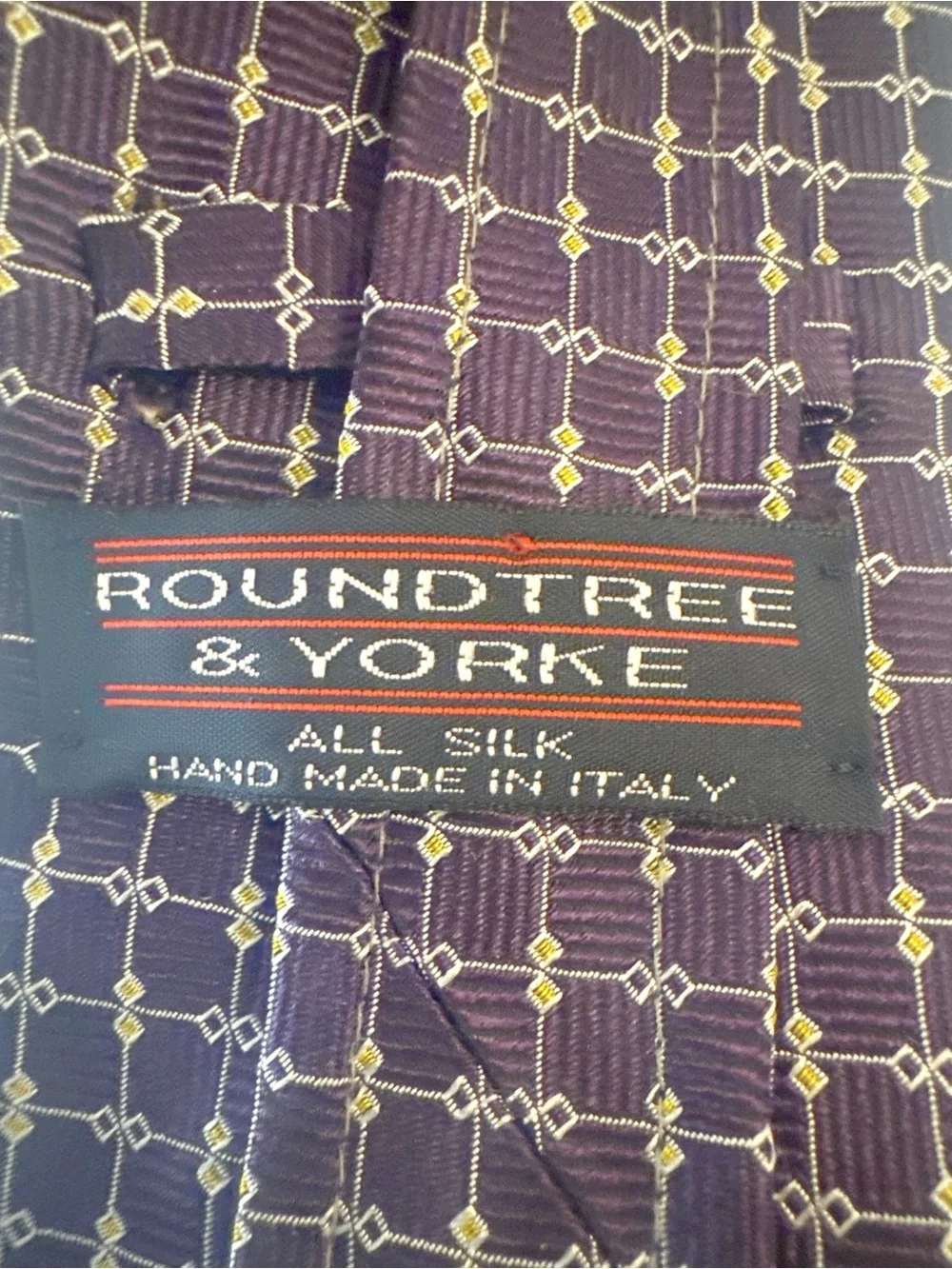 Silk Necktie Navy Grid Pattern Made in Italy Business Tie